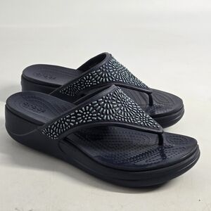 Crocs Monterey Diamante Wedge Flip Flops 9